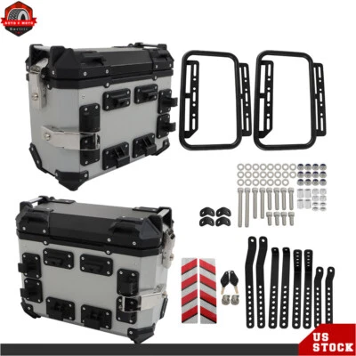 Caja Trasera Moto 36L Universal Estuche Alforjas Plata Laterales Fundas Motor 1 Par Foto 1 de 4