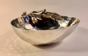 Vagabond House Hammered Stainless with Pewter Olive Bough Accent Bowl 5.5" x 4" - Picture 1 of 11