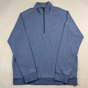 Travis Mathew Zachary Mens Large Blue Cotton Polyester 1/4 Zip Golf Jacket - Picture 1 of 17