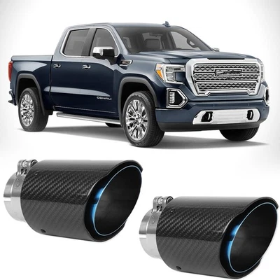 Pair Carbon Fiber Exhaust Tip 2.5" In 3.5" Stainless Steel For GMC Sierra 1500 - Изображение 1 из 4