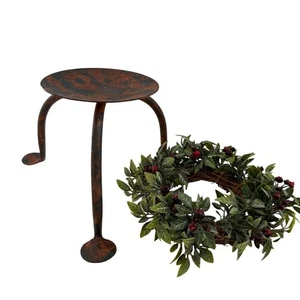 Rustic Metal Candle Holder Plant Stand Artificial Wreath Christmas Farmhouse 5" - Picture 1 of 13