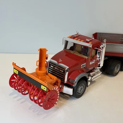 BRUDER Mack Granite Flatbed Truck Loader 02813 Hauler Red Semi Transporter Toy - Image 1 of 4