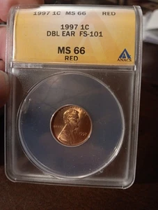 👉1997 DOUBLE EAR ERROR FS-101 ANACS MS66 RED - Picture 1 of 2