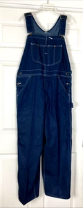 Sears Roebucks Denim Bib Overalls Mens 40x30 Carpenter Blue Dark Wash Work Wear - Picture 1 of 8