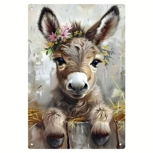 Blechschild niedlicher Esel Vintage Retro Metallschild TEL4226 - Bild 1 von 2