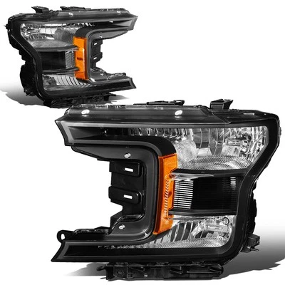 Fit 18-20 Ford F150 OE Style Black Housing Amber Side Driving Headlight Lamps - Image 1 of 4
