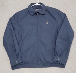 Polo Ralph Lauren Jacket Mens Large Navy Blue Bi-Swing Lined Bomber Full Zip Up - Picture 1 of 14