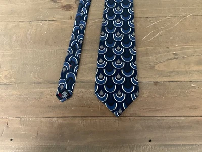 Corbata de diseñador Conte di Milano ovalada 100 % seda azul Foto 1 de 4