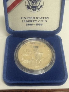 1986-S Statue of Liberty 🗽 90% Silver Commemorative Dollar $1 Box BELOW MELT! - Picture 1 of 4