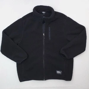 Eddie Bauer Jacket Men Large Black Sherpa Fleece Coat Deep High Pile Outdoor NWT - Picture 1 of 16