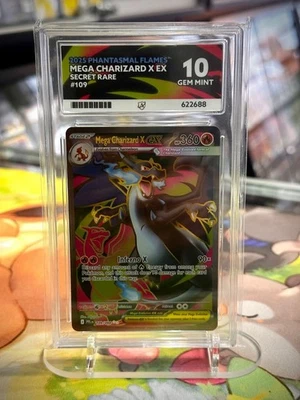 Mega Charizard X Secret Rare 109/094 ACE 10 Perfect Subgrades Phantasmal Flames - Image 1 of 4