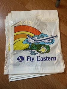 12 new Eastern Airlines Plastic Shopping Carry all Bags jet 15x18 large dozen - Picture 1 of 2