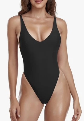 Traje de baño RELLECIGA negro tanga brasileña de una pieza talla L sexy espalda redonda nuevo con etiquetas  Foto 1 de 4