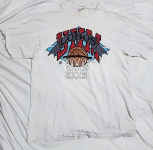 Vintage Herren T-Shirt Große L Weiß UNM LOBOS BASKETBALL University Of New Mexico - Bild 1 von 9