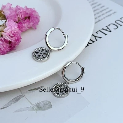 New! Tory MILLER PAVE HOOP EARRING with Jewelry Pouch Size:2.6*1.5cm - Image 1 of 3