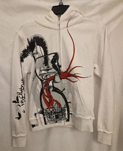 Rare Vintage Y2K The Used Band Graphic Hoodie with Removable Sleeves White Sz S - Picture 1 of 12