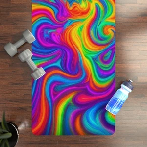Hippie Tie-Dye Gummi Yogamatte - bunte Trainingsmatte, Fitness, Meditation - Bild 1 von 5
