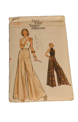 Pants Wide Leg Very Easy Vogue Sewing Pattern 8477 Waist 30 Hip 40 UC FF VTG - Image 1 of 2