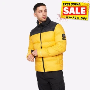 Crosshatch Demerley Mens Fashion Warm Designer Coat Puffer Jacket Yellow - Picture 1 of 5