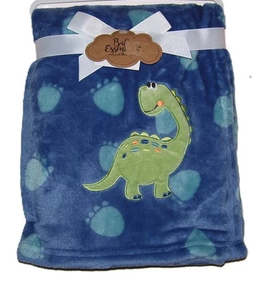Baby Essentials Very Soft Blue Green Dinosaur Baby Blanket - Image 1 of 2