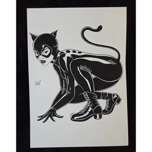 Catwoman - Original Art drawing sketch - 8.25" x 11.75" Signed w/COA - Picture 1 of 2