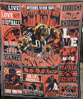 Manta del equipo de fútbol americano de la NFL Chicago Bears 50x60" en multicolor NUEVA Foto 1 de 4