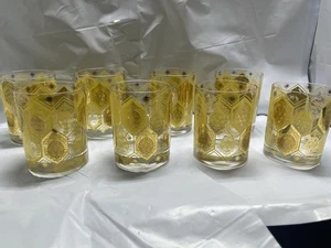 CERA 22K Gold Double Old Fashioned Rocks Glasses Pineapple Ned Harris USA 1950’s - Picture 1 of 13