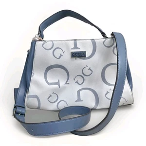 NUOVA borsa a mano Guess donna grande logo tote bag borsetta - blu su bianco - Foto 1 di 10