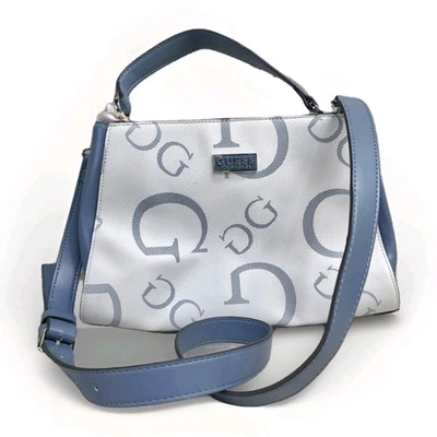NUEVO Bolso de Mano Guess Para Mujer Grande con Logo - Azul sobre Blanco Foto 1 de 4