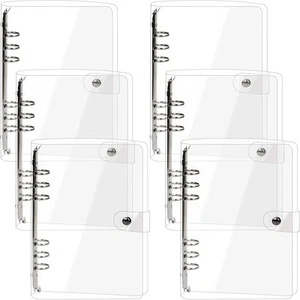 Elsjoy 6 Pack A5 Clear PVC Binder, 6-Ring Soft Notebook Binder - Picture 1 of 9