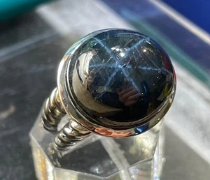 40.355 CT BLUE STAR SAPPHIRE .925 STERLING SILVER MENS ROPE RING SZ 8, 17+GR - Picture 1 of 13