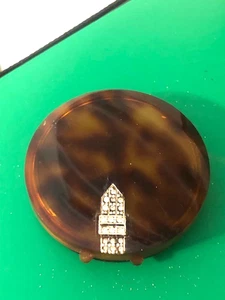 Custodia specchio vintage compatta guscio tartaruga e strass FRANCIA Saks Fifth Ave - Foto 1 di 7
