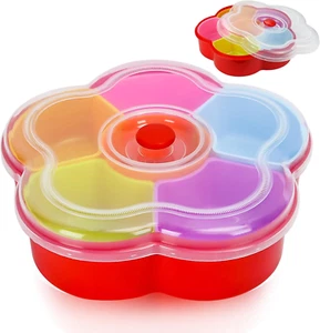 Geteiltes Snack Serviertablett mit Deckel, Wiederverwendbares Gemüsetablett Snackbox Behälter - Bild 1 von 8