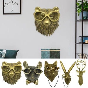 Animal Head Wall Ornament Mounted Resin Art Sculpture Bedroom Home Decorations - Picture 1 of 17