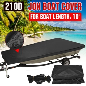 Universal 10FT Heavy Duty For Jon Boat Cover Sun Protection Waterproof Black - Picture 1 of 12