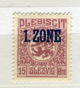 DANISH-GERMAN SLESVIG; 1920 early Lion Type Mint hinged 15pf. ' 1 ZONE ' Optd. 