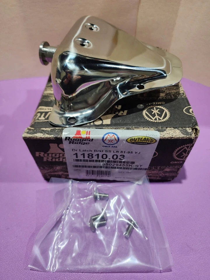 Soporte de pestillo de puerta de acero inoxidable Rugged Ridge 11810.03 lado derecho 81-86 CJ 87-95 YJ Foto 1 de 4