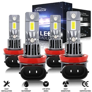 H9 H11 LED Headlight KIT Combo Bulbs 10000K High Low Beam Super Bright White - Picture 1 of 12