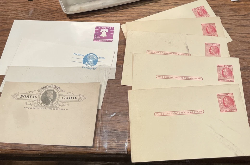 1880s Jefferson Postal Card + 5- 1950’s Franklin 2C Cards + Hanson 6C + 1- 7/10 - Image 1 of 4