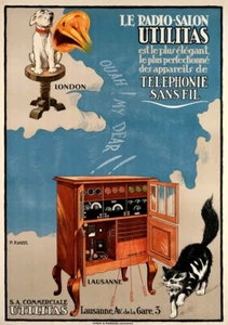 Radio TV Phone Salon Utilitas 1923 Swiss Cordless Giclee Canvas Print 20x28 - Picture 1 of 3