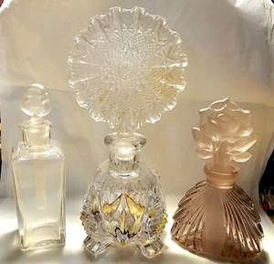 Vintage Perfume Bottle Lot, Czech Bohemia Crystal, Amethyst I. Rice, French 1900 - Picture 1 of 11