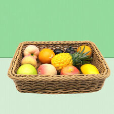 11.8" Poly Wicker Basket Bread Tray Display Gift Hamper Fruit Rectangle Vintage