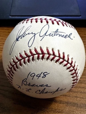 JOHNNY ANTONELLI 2 SIGNED AUTOGRAPHED OML BASEBALL!  Braves!  NL Champs!  PSA! - Image 1 of 2