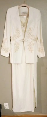 Alfred Angelo 2 Piece Set Floor Length Dress And Jacket Ivory Embelished - Image 1 of 4