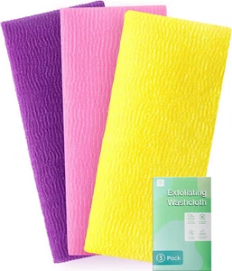 3 Pieces Exfoliating Washcloth Towel African Net Sponge Japanese Washcloth Exfol - Picture 1 of 7