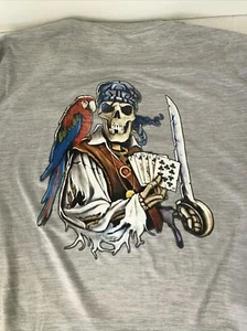 Camisa Pullover Antigua Azul Marino Activa Para Hombres Manga Larga XL Pirata Calavera Loro - Imagen 1 de 5
