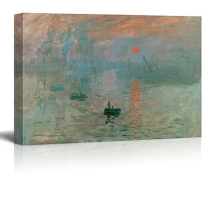 32"x48" Claude Monet Sunrise Landscape Canvas Wall Art Framed Art Print - Picture 1 of 3