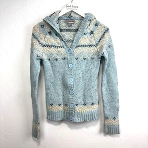 Cárdigan de lana de cordero azul suéter tejido vintage Hollister Co. Pacific Merchants Y2K - Imagen 1 de 6