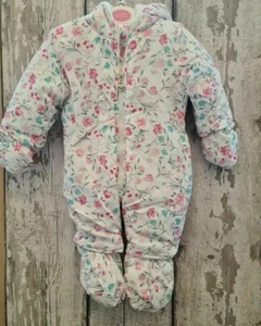 Baby Girl White Floral Snowsuit / All in One / Coat - Picture 1 of 2