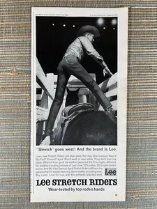 Lee Stretch Riders Blue Jeans Rodeo Blu-Fast Denivat Dyed 1964 Vintage Print Ad - Picture 1 of 1